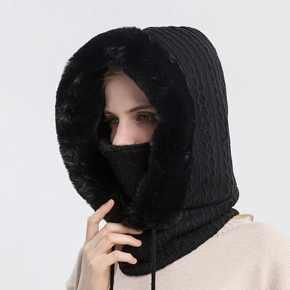 Thicken Knitted Fleece One-Piece Winter Scarf Mask