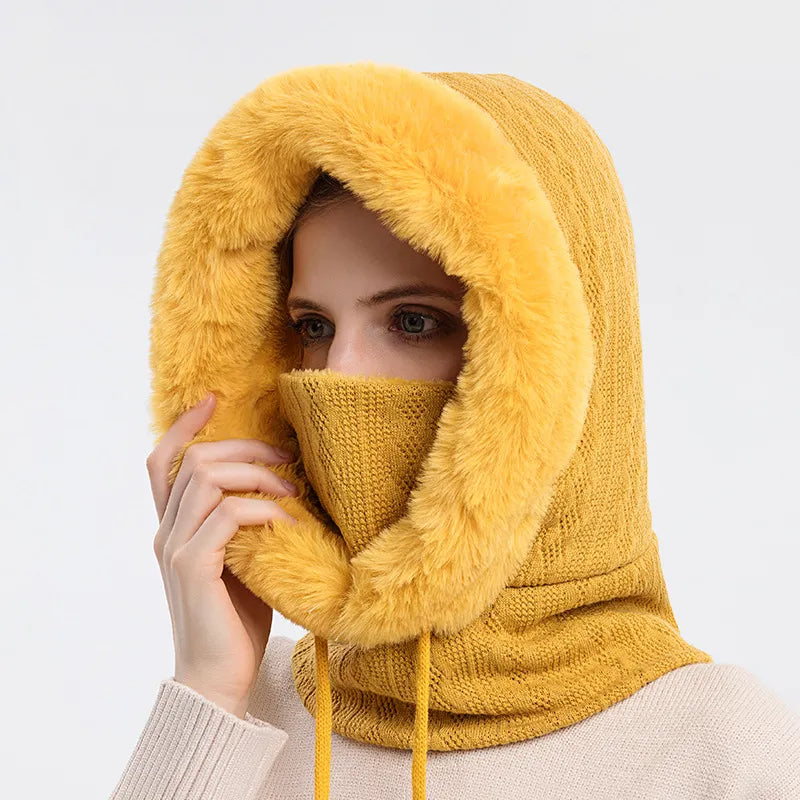 Thicken Knitted Fleece One-Piece Winter Scarf Mask